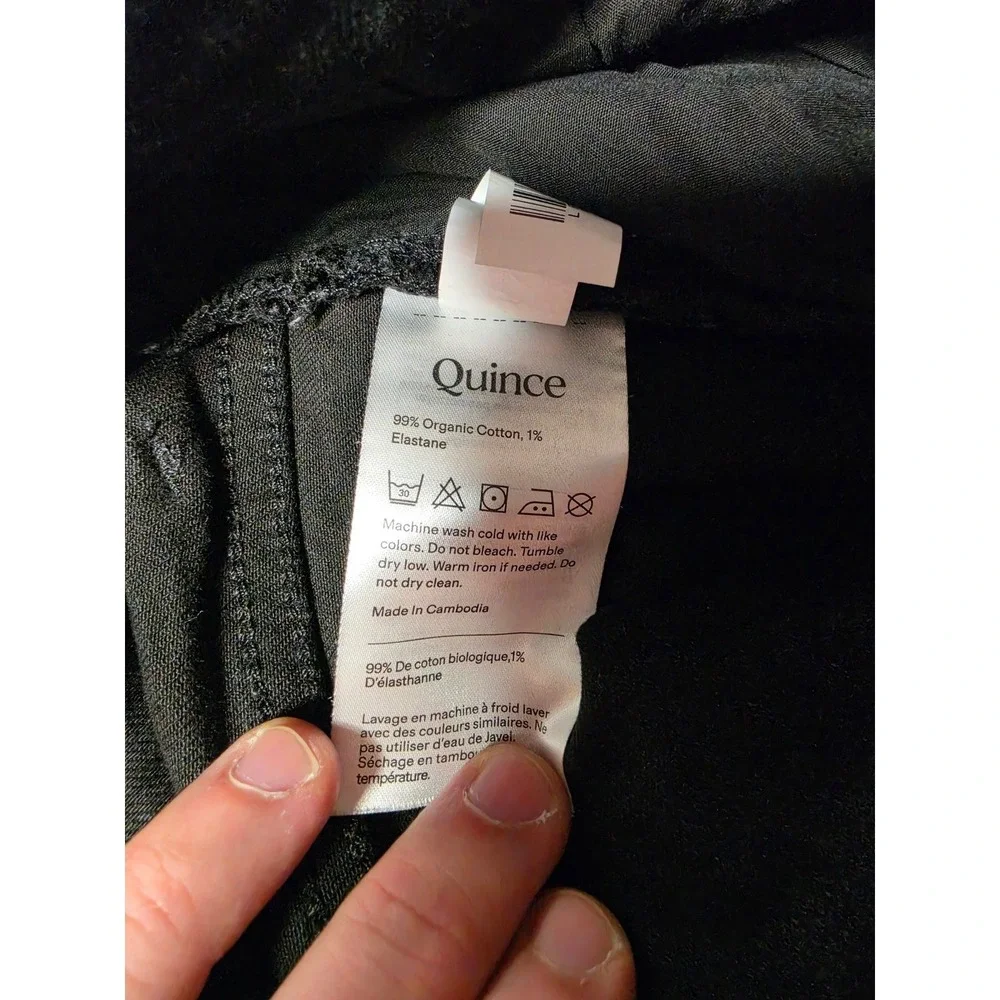 Quince Mens Black Organic Cotton Stretch Denim Jeans 36x30 Straight Leg 1448